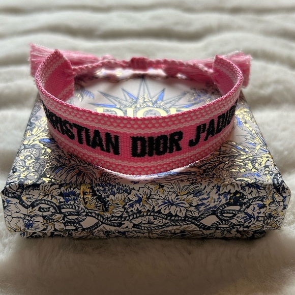 Christian Dior Woven Cotton J’Adior Friendship Adjustable Bracelet Pink OS - Picture 1 of 13